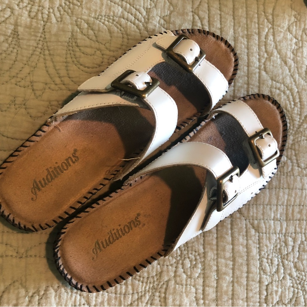 Auditions White Buckle Sandals